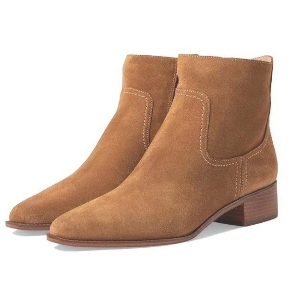 Cole Haan Grand 360 Tan Suede Western Ankle Boots 7.5 Block Heel NEW
